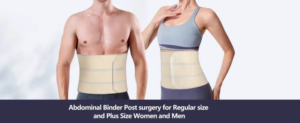Elastic Abdominal Binder Lower Waist Support Belt Umbilical Hernia Support Pad Universal Wide Belly Girdle Stomach Surgical Compression Wrap for Men and Women (White Medium) Medium White - Abdominal Binder Post surgery for Regular size and Plus Size Women and Men