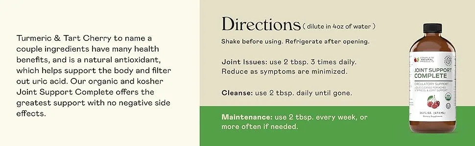 Complete Natural Products Joint Support Complete - 16 Fl Oz Organic Joint Support Supplement & Uric Acid Cleanse - Gout, Uric Acid, Flare up