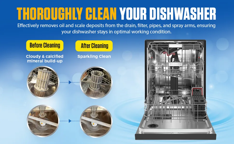 Bastion Dishwasher Cleaner Tablets Lemon Scent 3-Month Supply (6 Tablets) Powerful Cleaning & Odor Removal Dishwasher Cleaning Pods Descaling Tablets - Bastion Dishwasher Cleaner Tablets