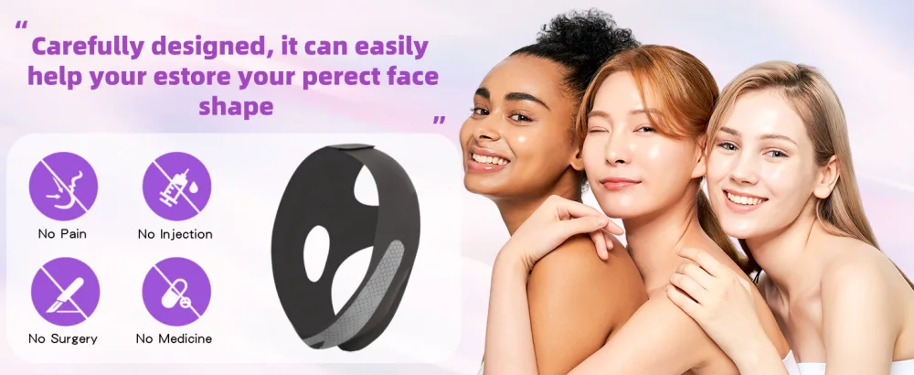 Graphene V-Line Mask Chin Strap for Sleeping Chin Strap for Women Jaw Exerciser M Black - 027black Double Chin Reduce