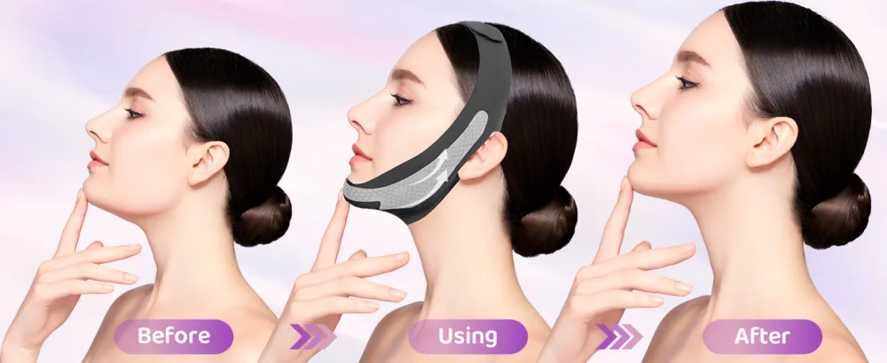 Graphene V-Line Mask Chin Strap for Sleeping Chin Strap for Women Jaw Exerciser M Black - Graphene V-Line Mask A+2