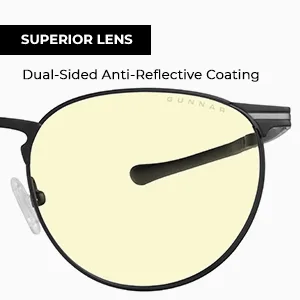 Gunnar - Premium Gaming and Computer Glasses - Blocks 65% Blue Light - Mateo Onyx Amber Tint - Dual Sided Anti-Reflective Coating