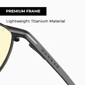 Gunnar - Premium Gaming and Computer Glasses - Blocks 65% Blue Light - Mateo Onyx Amber Tint - Lightweight Titanium Material