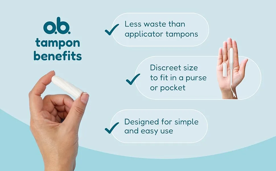 o.b. Tampons | Non-Applicator Tampon Unscented | Regular Tampons 40ct - digital tampons non applicator