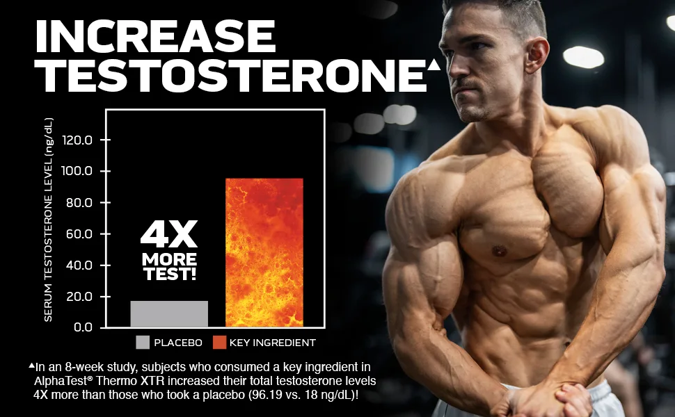 MuscleTech AlphaTest Thermo XTR Thermogenic Testosterone Booster| Muscle & Strength Builder for Men | Workout Supplement | 90 capsules | 30 Servings - Increase Testosterone