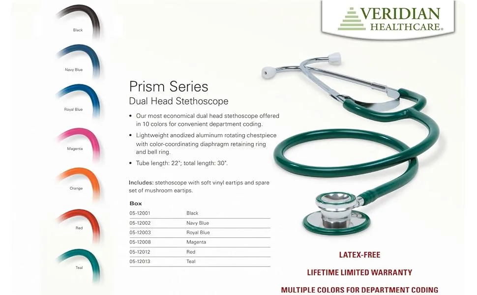 Prism Series Dual Head Stethoscope Magenta Boxed - 05-120 Main