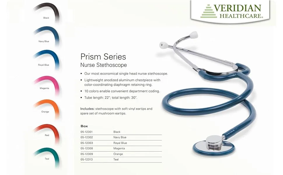 Prism Series Single Head Nurse Stethoscope Royal Blue Boxed - 05-123 Main