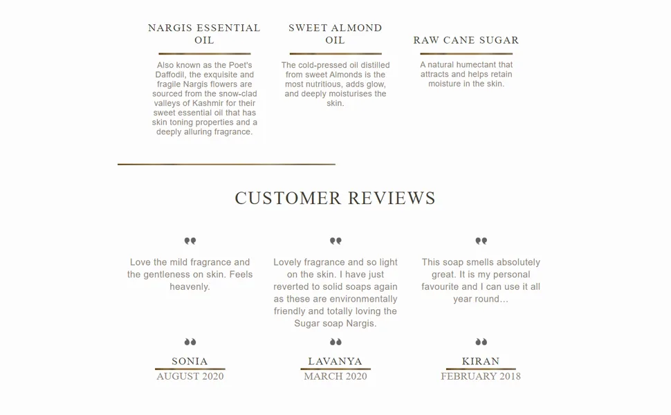 Forest Essentials Luxury Sugar Soap Nargis 125g - product information 4