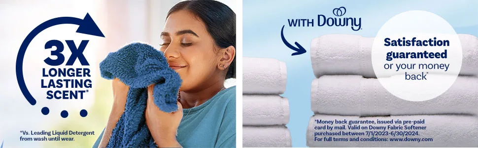 Downy Fabric Softener Liquid Clean Breeze Scent 44 fl oz 60 Loads - 3x longer lasting scent, Satisfaction guaranteed