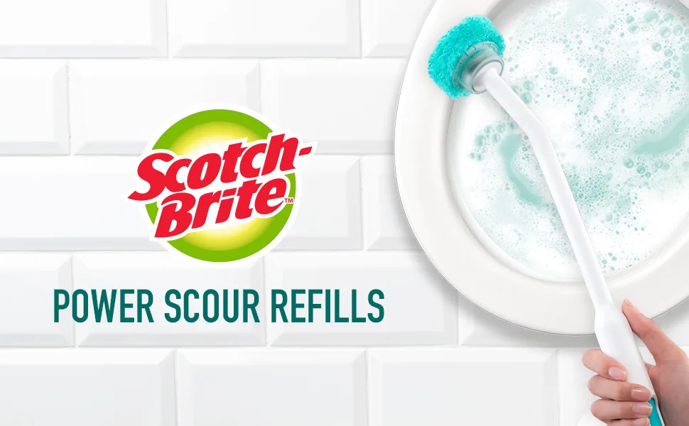 Scotch-Brite Power Scour Disposable Scrubbing Pad Refills Disposable Toilet Bowl Cleaner Scrub Pad Tablets 8 Scrubbing Pad Refills - power scour refills bath