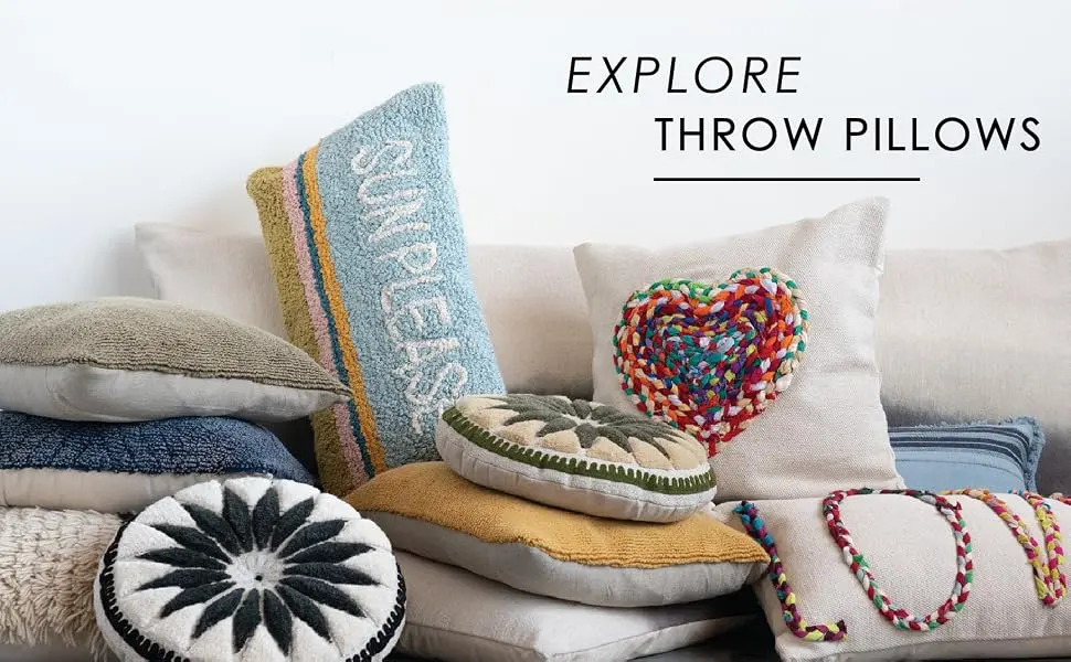 Creative Co-Op Goat Fur Cushion Pillow Brown & White - Plush throw pillows. Small, large or lumbar pillows. Comfortable & stylish.