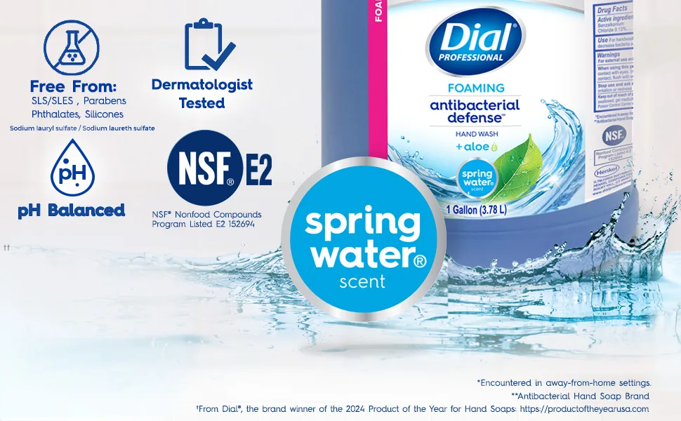 Dial Complete Spring Water Antibacterial Foaming Hand Wash - Refill 1 Gallon - Dial Professional Spring Water Gallon Foaming Hand Wash