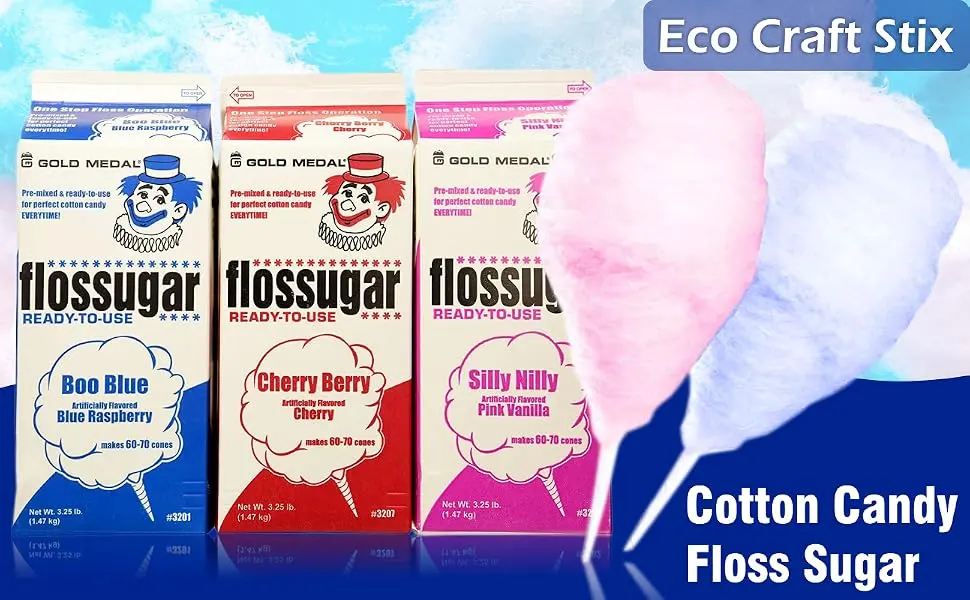 Cotton Candy Floss SugarBlue Raspberry Pink Vanilla & Cherry- 3.25 lbs Per Carton. Total 9.75lbs - Cotton Candy Floss Sugar