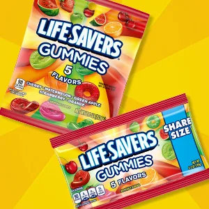 LIFE SAVERS Gummy Candy 5 Flavors Sharing Size 14.5 oz Bag - Lifesaver Gummies feature five different fruity flavors