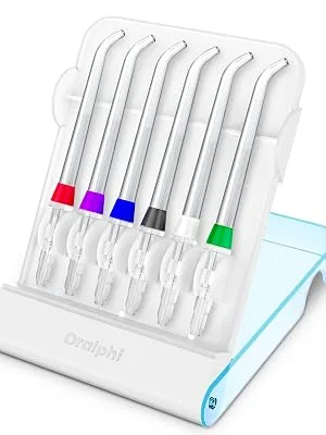Replacement Tips for Water Flosser, Storage Case & 6 Tips Bundle 6 Classic Jet Tips - replacement tips for waterpik water flosser