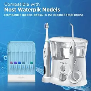 Replacement Tips for Water Flosser, Storage Case & 6 Tips Bundle 6 Classic Jet Tips - replacement tips for waterpik water flosser