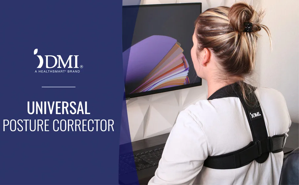 DMI Adjustable Posture Corrector for Men & Women Back Straightener Improve Posture Customizable Fit with Easy Adjustable Straps Unisex Upper Spine Support Back Pain Relief Breathable - Universal Posture Corrector