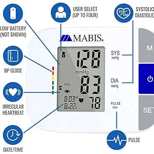 MABIS Universal Talking Blood Pressure Monitor Upper Arm Irregular Heartbeat Detection 396-Reading Memory Storage for 4 User Profiles FSA & HSA Eligible Talking Arm - product information 4