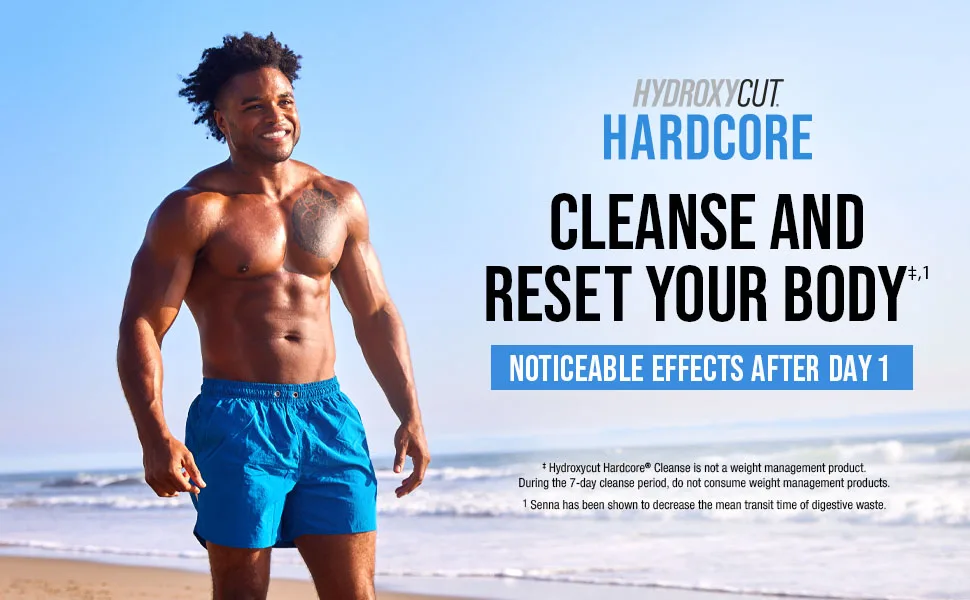 Hydroxycut Hardcore Cleanse - 42 Capsules - 7-Day Body Reset for Men & Women - Includes Senna Leaf Extract & Apple Cider Vinegar - 14 Servings - cleanse FPO