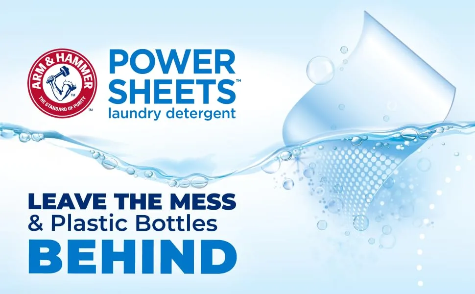 Arm & Hammer Power Sheets Laundry Detergent Fragrance Free 50ct 50 loads  - Power Sheets