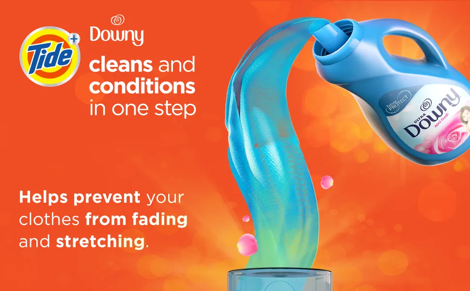 Tide Liquid Laundry Detergent with a Touch of Downy April Fresh 59 Loads 92 fl oz - Tide+Downy liquid detergent cleans and conditions in one step while preventing fading and stretching