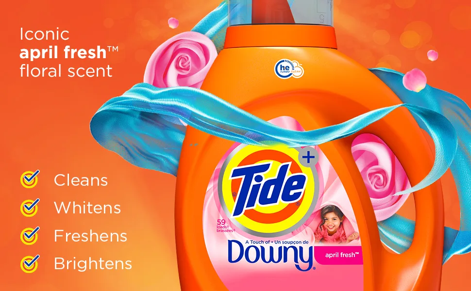 Tide Liquid Laundry Detergent with a Touch of Downy April Fresh 59 Loads 92 fl oz - Tide+Downy liquid detergent with April Fresh floral scent