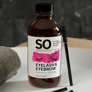 SO Jamaican Black Castor Oil Eyelash & Eyebrow Growth Boost White/Pink 2 Fl Oz - eyelash growth serum