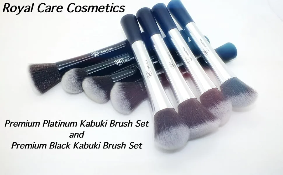 Premium Platinum Kabuki Brush Set From Royal Care Cosmetics - kabuki brush