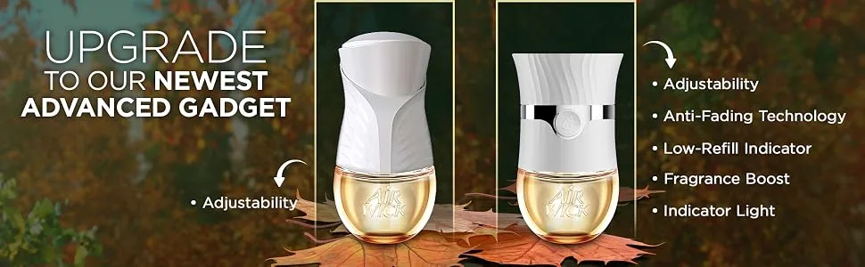 Air Wick Plug in Scented Oil Refill 7ct Apple Cinnamon Medley Fall Scent Essential Oils Air Freshener - Optimized Airflow for 360* Fragrance Diffusion 5 adjustable settings for perfect fragrance control