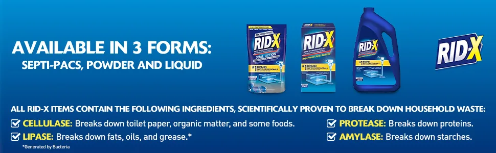 Rid-X Septic Tank System Treatment Powder 19.6 Ounce - 3 forms