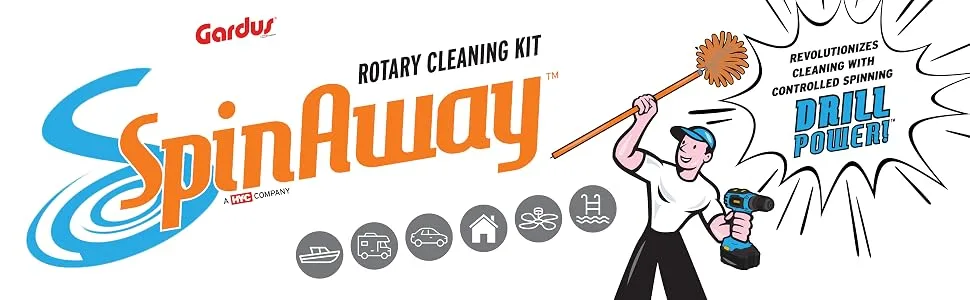 HY-C Rotary Cleaning Brush Replacement - Gardus SP2 SpinAway Rotary Cleaning Brush Replacement Spider Web Brush Ceiling Brush for Cleaning (Orange) - gardus spinaway rotary cleaning kit