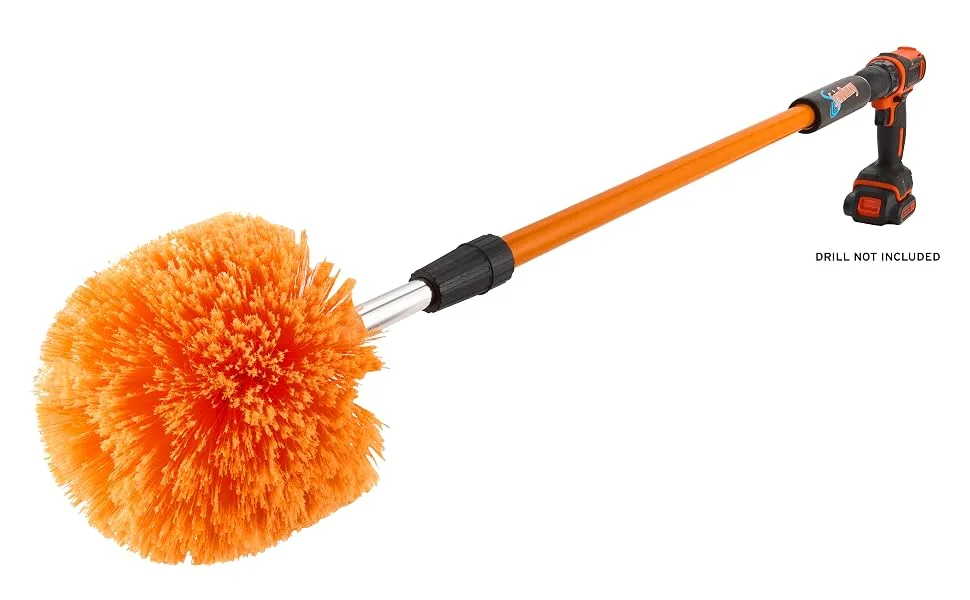 HY-C Rotary Cleaning Brush Replacement - Gardus SP2 SpinAway Rotary Cleaning Brush Replacement Spider Web Brush Ceiling Brush for Cleaning (Orange) - spinaway gardus rotary cleaning kit