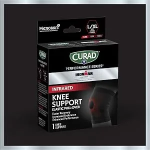 CURAD Performance Series IRONMAN Infrared Knee Support Elastic Knee Sleeve for Pain Management Compression Support for Enhanced Recovery and Performance Powered by CELLIANT Technology Large/X-Large - CURIM23101LX