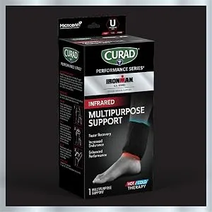 CURAD Performance Series IRONMAN Infrared Multipurpose Support with Hot/Cold Compress for Pain Management Elastic Adjustable Compression Support for Wrist Ankle or Arm Powered by CELLIANT Technology - CURIM22504