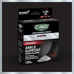 CURAD Performance Series IRONMAN Infrared Ankle Support Elastic Targeted Compression for Enhanced Joint and Tendonitis Recovery & Performance Powered by CELLIANT Technology Large/X-Large - CURAD IRONMAN INFRARED ANKLE SUPPORT