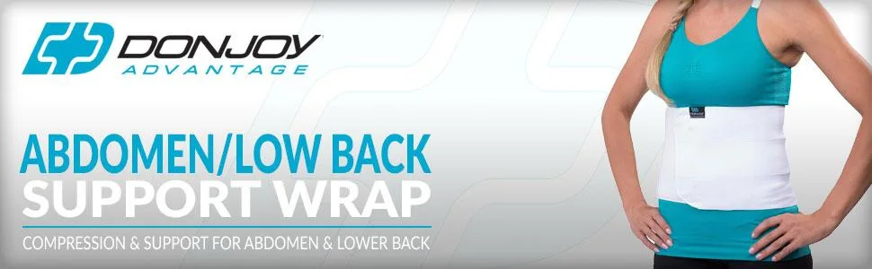 DonJoy DA161SR01-WHT-S/M Abdominal Support Three Panel Elastic Wrap for Strain Weakness Small Medium fits 29" 37" White Small/Medium - product information 1