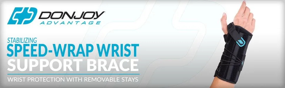 DonJoy Advantage DA161WB02-BLK-R Stabilizing Speed-Wrap Wrist Brace for Carpal Tunnel Sprains Strains Tendonitis Instabilities Palm/Dorsal Stays Right - product information 1