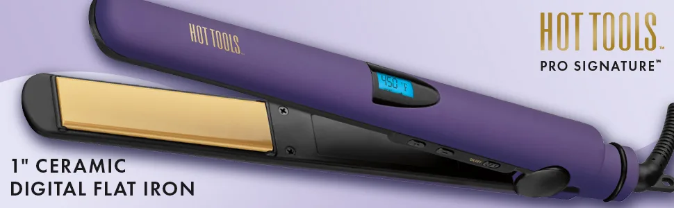 Hot Tools Pro Signature Ceramic Digital Hair Flat Iron | Silky Smooth Professional-Quality Styles (1 in) - flatiron; flatirons; straightener; straigtheners; ceramic; digital; professional; hottools; HTST2578