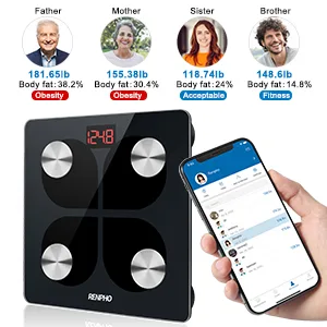 RENPHO Rechargeable Smart Scale Digital Weight and Body Fat USB Weight BMI Scale, Body Composition Monitor with Smartphone App sync with Bluetooth, 396 lbs - Smart Sharing scale