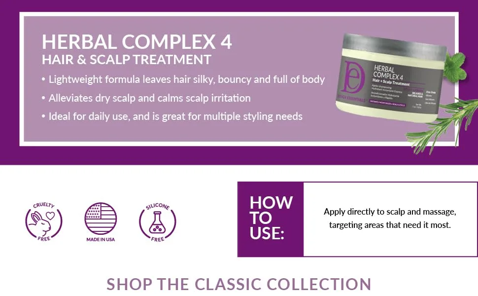 Design Essentials Herbal Complex 4 Hair & Scalp Treatment Alleviate Dry Scalp and Promote Growth 5 Fl Oz. - Almond Butter Conditioner
