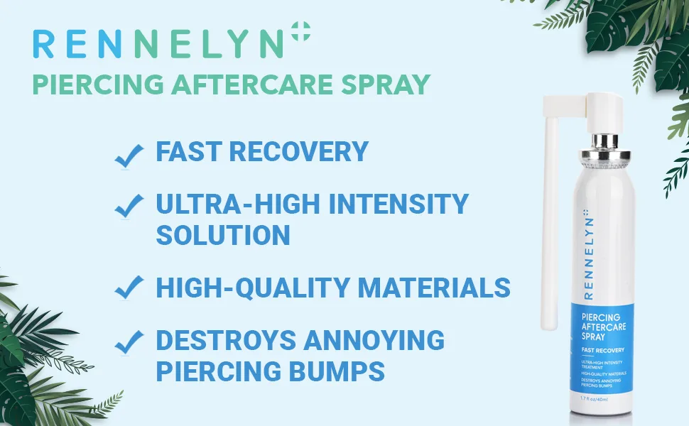 Rennelyn Piercing Aftercare Spray Piercing Cleaning Solution to Shrink Piercing Bumps and Heal New Stretched Piercings Soothing Mist 40ml - A+ 4
