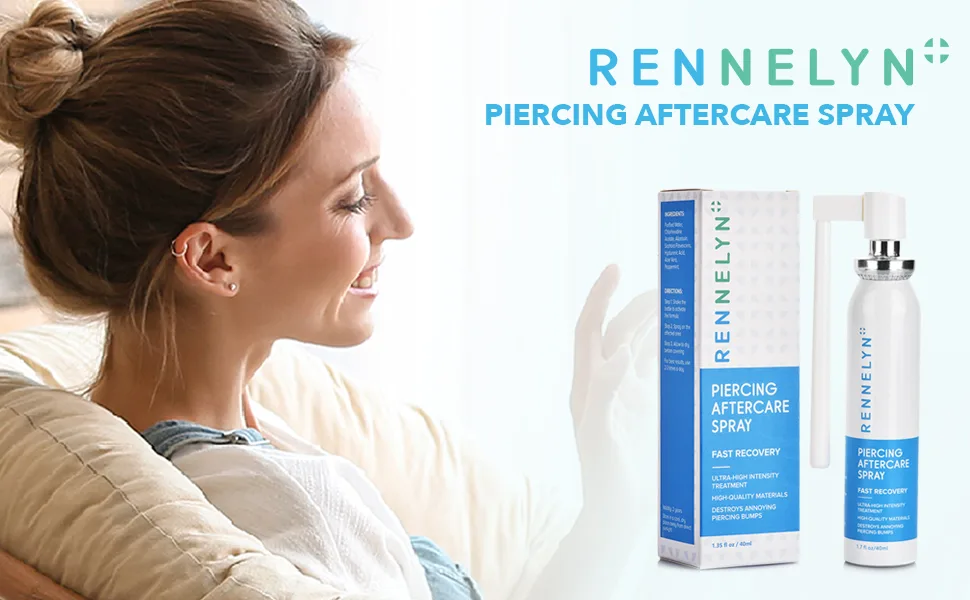 Rennelyn Piercing Aftercare Spray Piercing Cleaning Solution to Shrink Piercing Bumps and Heal New Stretched Piercings Soothing Mist 40ml - piercing aftercare