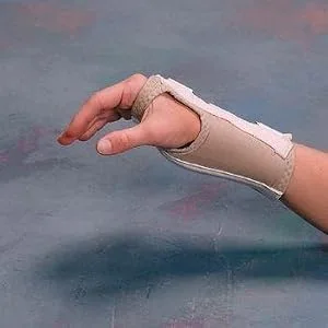 Rolyan 75868 Regular Length Enlarged Thumb Hole D-Ring Wrist Braces Left Extra-Small - product information 1