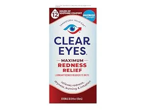 Clear Eyes Nighttime Restoring Eyes Drops Nighttime Relief Dry Eye Drops 0.5 Fl Oz - Max Red