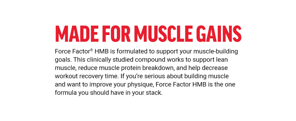 FORCE FACTOR HMB Supplement to Preserve Lean Muscle Support Workout Recovery and Prevent Muscle Protein Breakdown Clinical Dose Premium Quality Non-GMO 90 Tablets - hmb hmb and vitamin d3 supplement amino acids supplement hmb supplements amino acids supplement
