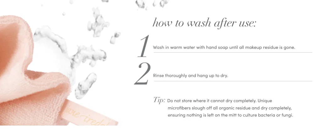 jane iredale Magic Mitt Reusable Knitted Microfiber Cloth Gently Removes Makeup and Cleanses Skin with Just Water Includes 1 Mitt Pink - jane iredale magic mitt makeup remover vegan cleanser foundation soap clean makeup