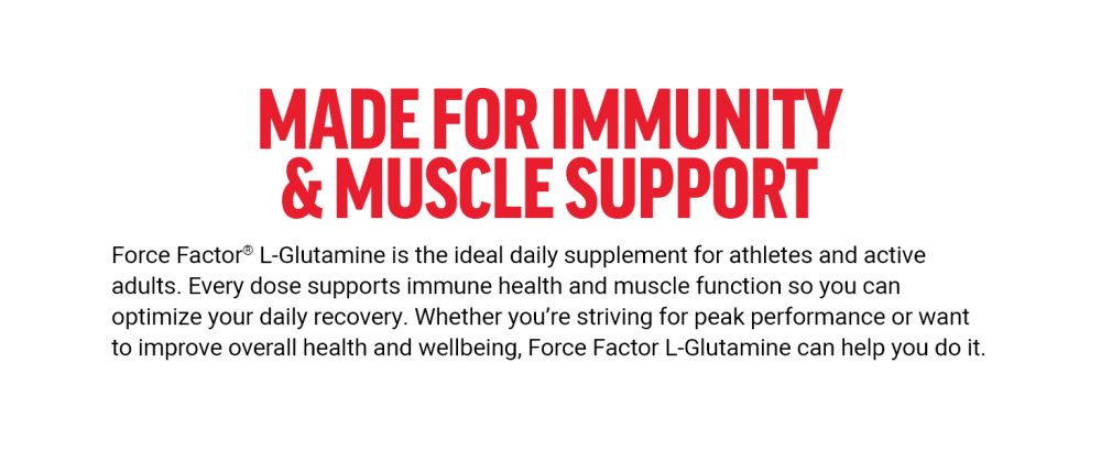 FORCE FACTOR L-Glutamine 1000mg Tablets Glutamine for Muscle Recovery Healthy Muscle Function and Immunity Vegan Non-GMO 100 Tablets - glutamine glutamine powder post workout recovery glutamine capsules muscle recovery post workout