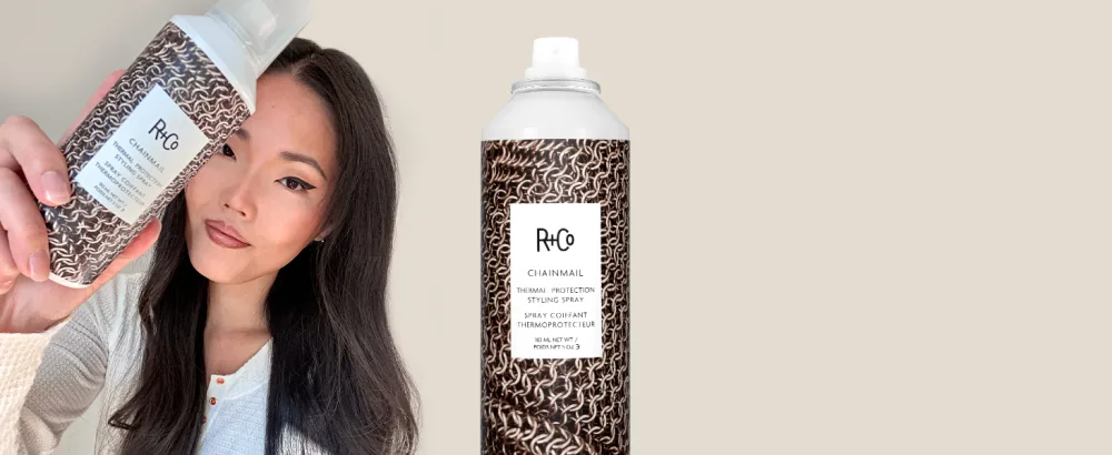 R+Co Chainmail Thermal Protection Spray | Heat Protection + Flexible Hold + Silky Shine | Vegan + Cruelty-Free | 5 Oz - Chainmail