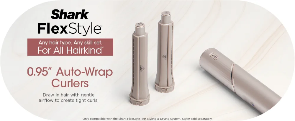 Shark XSKHD4SDCL FlexStyle .95" Auto-Wrap Curlers Attachment for FlexStyling System Hair Styler & Drying Tool Hot Air Curling Barrel Stone - Shark FlexStyle Curlers