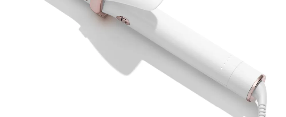 T3 SinglePass Curl Professional Curling Iron Custom Blend Ceramic Long Barrel Curling and Wave Iron with Adjustable Heat Settings for Shiny Smooth Curls and Waves 1 inch White/Rose Gold - 5 heat settings